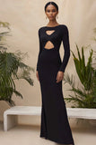 Guaina nera Scoop Neck Cut Out Abito lungo formale
