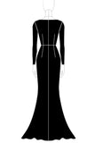 Guaina nera Scoop Neck Cut Out Abito lungo formale
