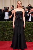 A Line senza spalline nero satin fiocco abito di gala