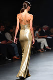 Glitter una spalla guaina dorato Gala Dress con fessura