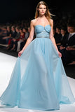 Elegante A Line Sweetheart increspato grigio blu Gala Dress