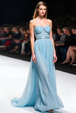 Elegante A Line Sweetheart increspato grigio blu Gala Dress