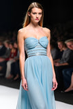 Elegante A Line Sweetheart increspato grigio blu Gala Dress