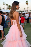 Blush arruffato una linea Sweetheart lungo abito di gala
