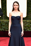 Navy Mermaid senza spalline increspato Abito di gala