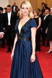Abito di gala con paillettes con scollo a V profondo blu navy e maniche corte