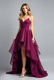 Organza viola scuro Spaghetti Straps A Line Abito formale