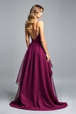 Organza viola scuro Spaghetti Straps A Line Abito formale