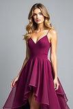 Organza viola scuro Spaghetti Straps A Line Abito formale