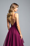 Organza viola scuro Spaghetti Straps A Line Abito formale