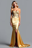 Sirena d'oro Sweetheart Abito da Cerimonia con fessura