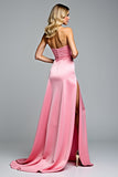 Guaina rosa Sweetheart Abito da Cerimonia con fessura