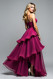 Viola scuro Spaghetti Straps Tiered Tulle Abito da sposa ospite