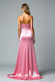Guaina rosa Sweetheart Abito da Cerimonia con fessura