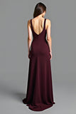 Cabernet A Line Spaghetti Straps Abito lungo da damigella d'onore