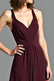 Cabernet A Line Spaghetti Straps Abito lungo da damigella d'onore
