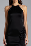 Sirena Halter Backless Abito Nero Con Spacco