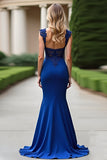Royal Blue Appliqued Mermaid con scollo a V Madre Del Vestito Da Sposa