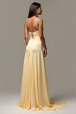 Guaina narciso Spaghetti Straps increspato lungo Abito da Cerimonia