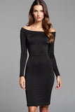 Guaina maniche lunghe off the shoulder little black dress