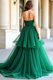Verde Organza A Line Sweetheart plissettato Abito da Cerimonia