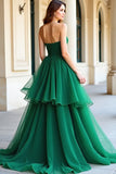 Verde Organza A Line Sweetheart plissettato Abito da Cerimonia