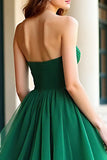 Verde Organza A Line Sweetheart plissettato Abito da Cerimonia