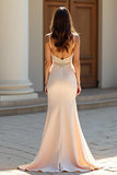 Sirena Champagne Matte Satin Abito lungo da ballo