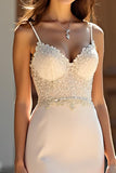 Sirena Champagne Matte Satin Abito lungo da ballo