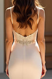 Sirena Champagne Matte Satin Abito lungo da ballo