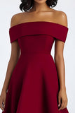 Borgogna A Line Off The Shoulder Abito Midi Formale