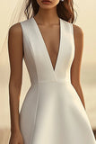 Bianco A Line V-Neck Abito da sposa corto