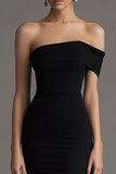 Off The Shoulder Aderente Abito lungo da cravatta nera