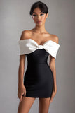 Off The Shoulder Aderente Breve Tubino Nero