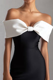 Off The Shoulder Aderente Breve Tubino Nero