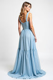 Sky Blue Sweetheart pizzo asimmetrico abito da damigella d'onore