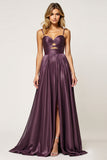 Viola A Line Spaghetti Straps Cut Out Abito da ballo in raso
