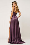 Viola A Line Spaghetti Straps Cut Out Abito da ballo in raso