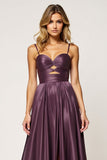 Viola A Line Spaghetti Straps Cut Out Abito da ballo in raso