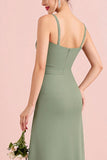 Eucalipto Spaghetti Straps Stretch Raso Guaina Abito da damigella d'onore