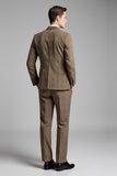 Abiti da uomo a quadri con risvolto dentellata in 2 pezzi Khaki Slim Fit