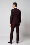 Abiti da uomo slim fit bordeaux con revers dentellati 2 pezzi