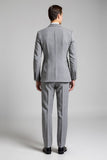 Slim Fit Abito da uomo grigio a quadri con risvolto dentellato 3 pezzi