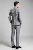Slim Fit Abito da uomo grigio a quadri con risvolto dentellato 3 pezzi