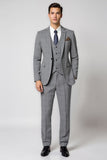 Grigio Rever Dentellato 3 Pezzi Monopetto Slim Fit Abiti Formali Da Uomo