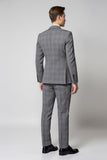 Grigio Plaid Risvolto Dentellato 3 Pezzi Abiti da ballo da uomo