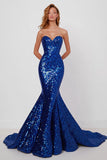 Sparkly Sweetheart Royal Blue Mermaid Abito lungo da Cerimonia