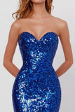 Sparkly Sweetheart Royal Blue Mermaid Abito lungo da Cerimonia