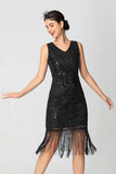 paillettes frangiato nero borgogna 1920s abito con perline