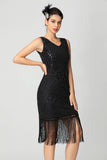paillettes frangiato nero borgogna 1920s abito con perline